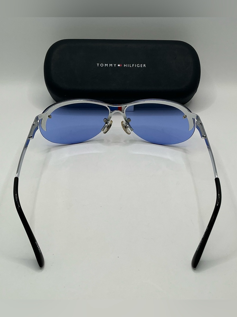 Rare 🇺🇸 Tommy Hilfiger Vintage Aviator Sunglasses With Blue Lenses - Picture 7 of 16
